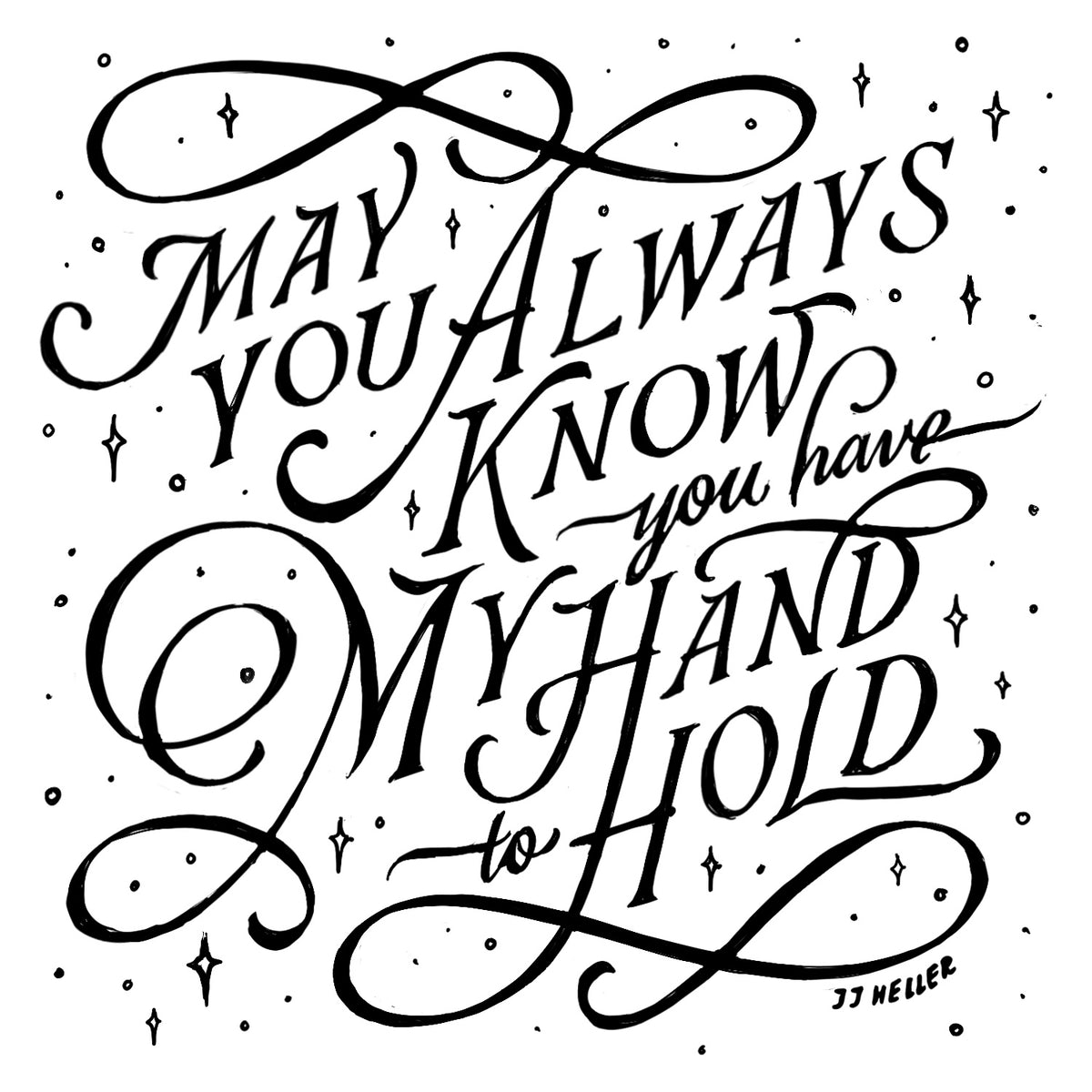 Organic Cotton Muslin Swaddle Blanket / Wall Art (Hand To Hold) JJ Heller